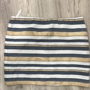 J. Crew Striped Gold and blue mini skirt size 8